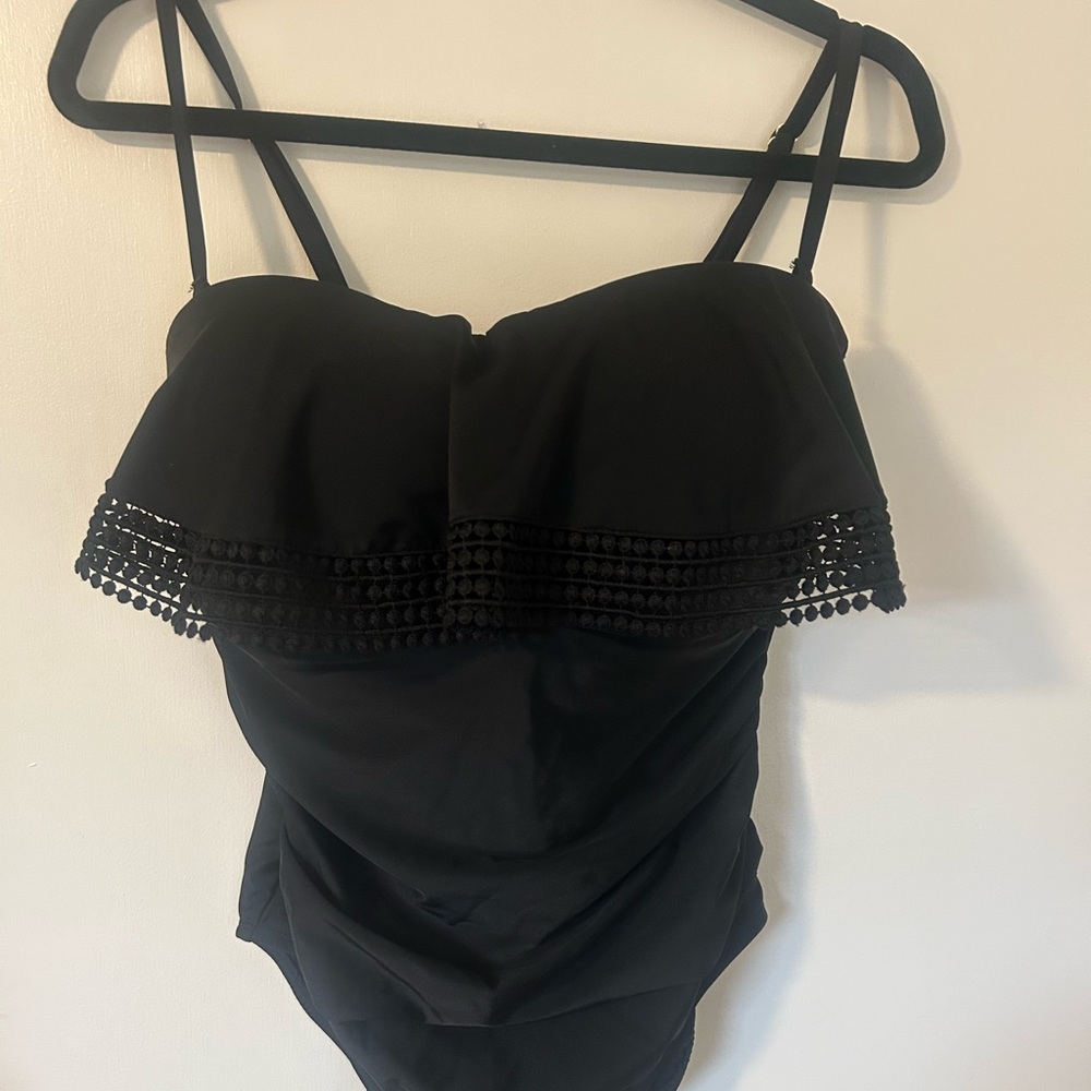 KONA SOL Women’s Size Large Black One Piece Convertible Swimsuit/Bathing Suit